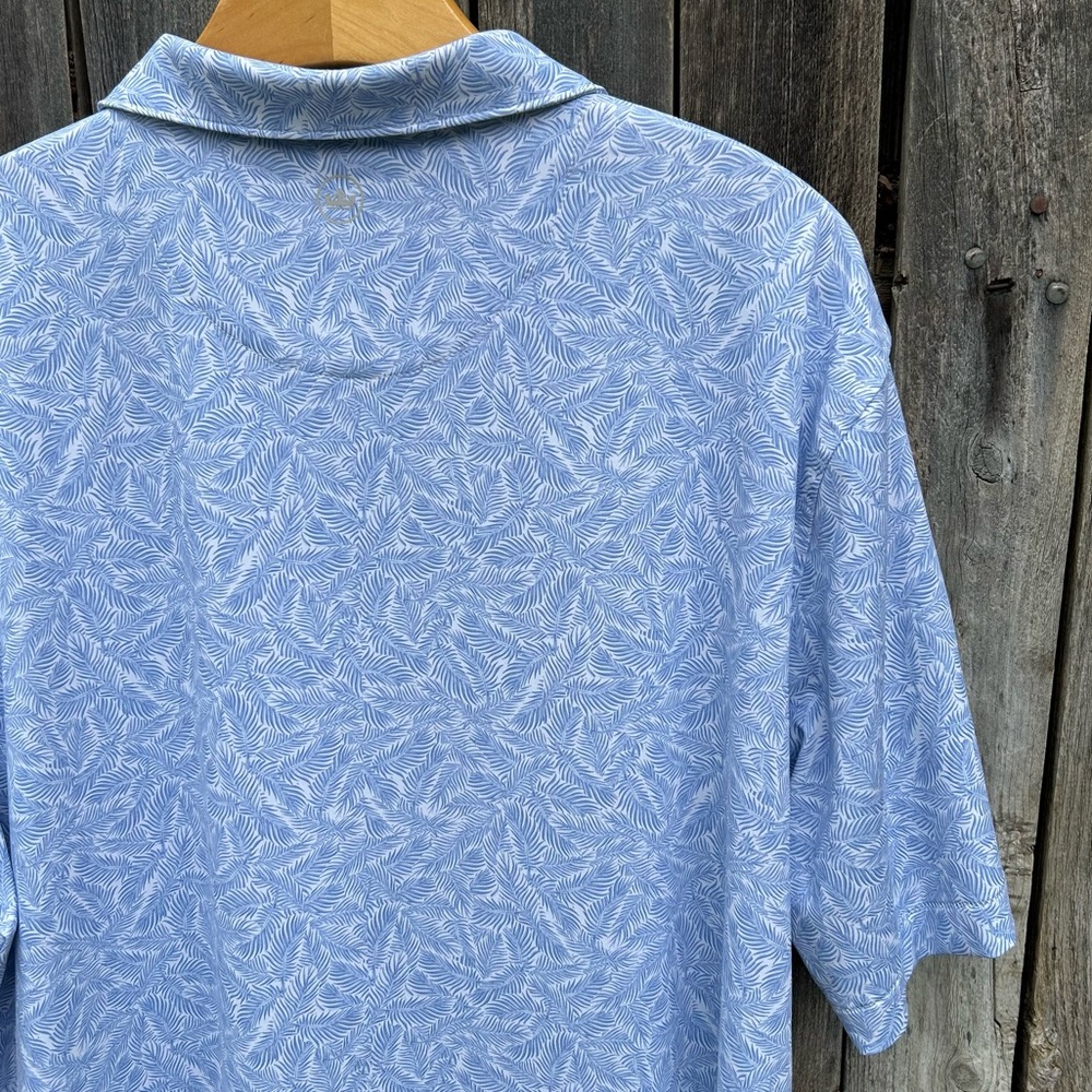Peter Millar Performance Short Sleeve Jersey Polo Shirt Palm Leaf Blue White XXL - Picture 10 of 16
